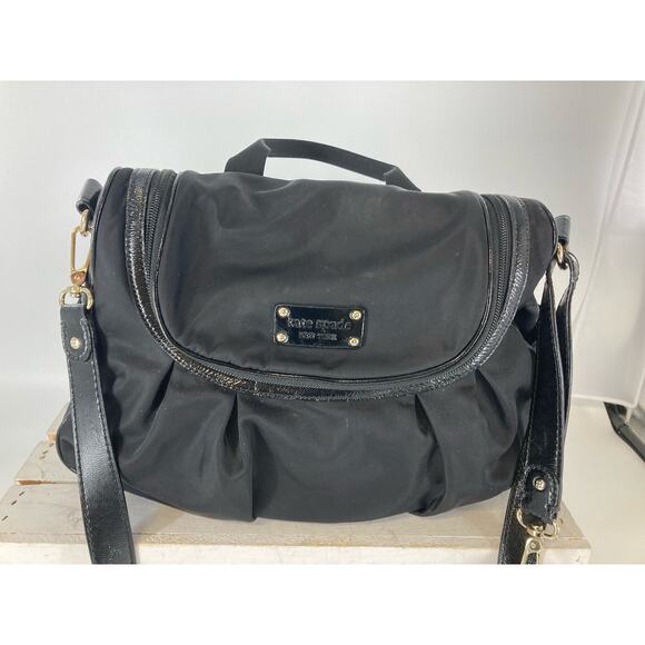 KATE SPADE BLACK NYLON LARGE DIAPER BAG WITH CHANGING PAD - Picture 1 of 16